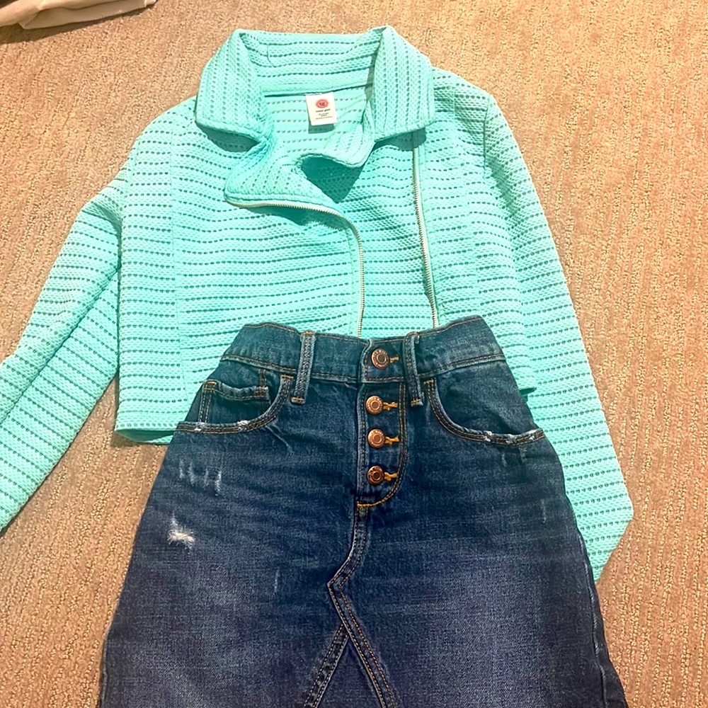Cute jean skirt and jacket